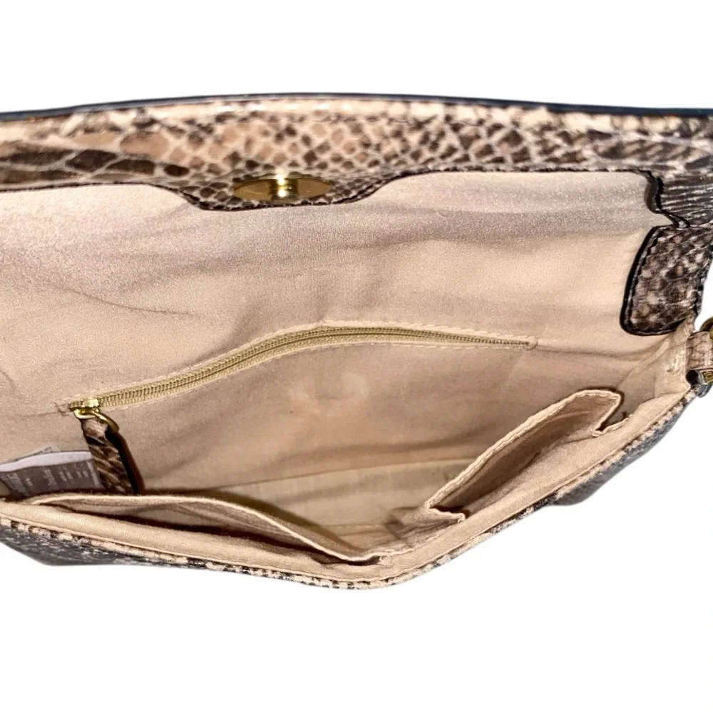 BANANA REPUBLIC Crossbody Shoulder Bag Snakeskin Pattern Gold Tone Hardware